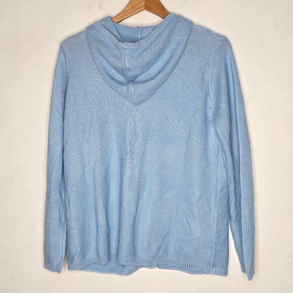NEW Gretchen Scott Blue Hoodie Button Down Knit Sweater Women's Medium M - Picture 2 of 6
